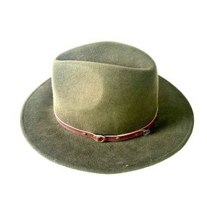 CHRISTY’S of LONDON  | Wool Green Fedora Hat with Leather detail | Small